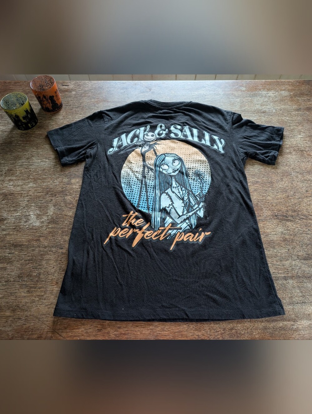 Disney Nightmare Before Christmas Jack & Sally Graphic Tee Black XS Gothic